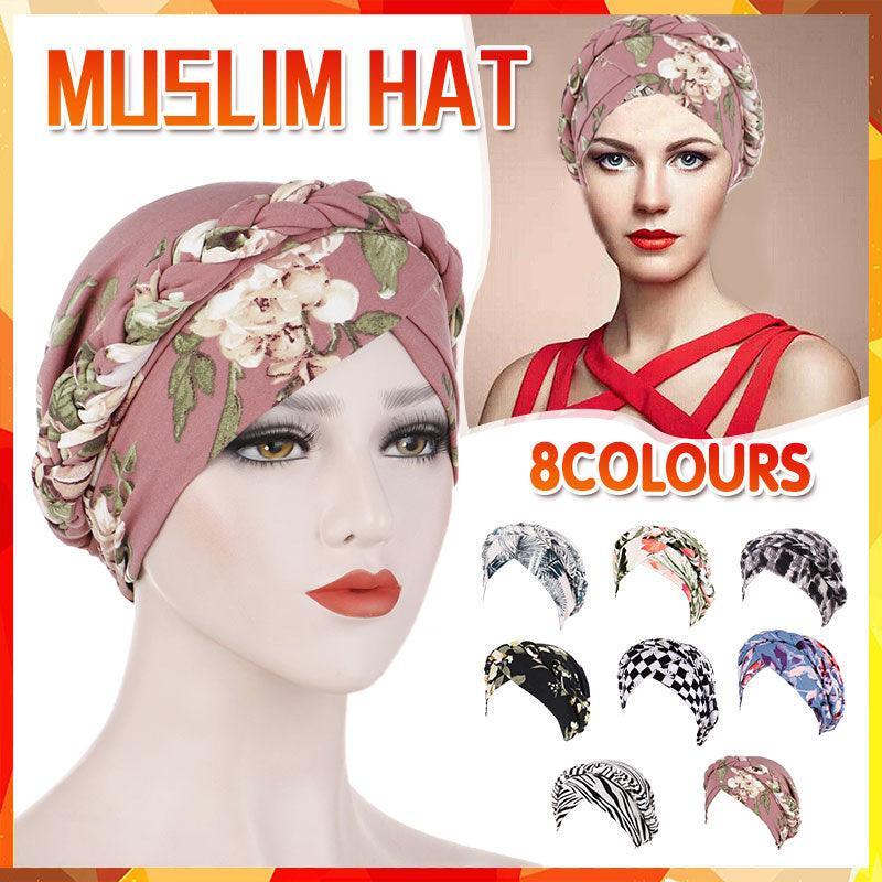 Women Floral Turban Head Wrap Cap Comfortable Chemo Headscarf Headwear - Blue