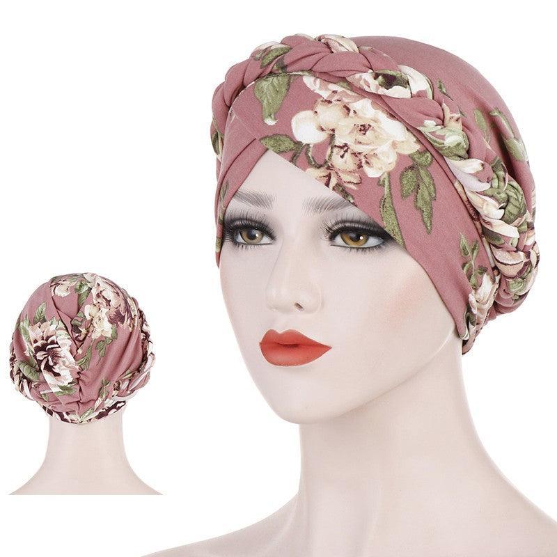 Women Floral Turban Head Wrap Cap Comfortable Chemo Headscarf Headwear - Blue
