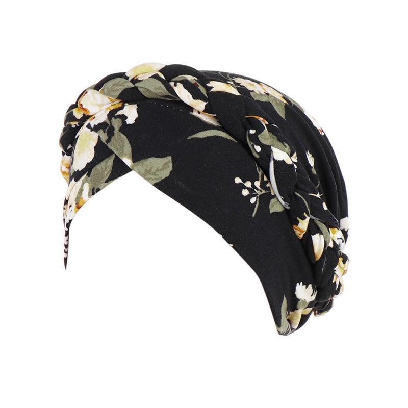 Women Floral Turban Head Wrap Cap Comfortable Chemo Headscarf Headwear - Blue