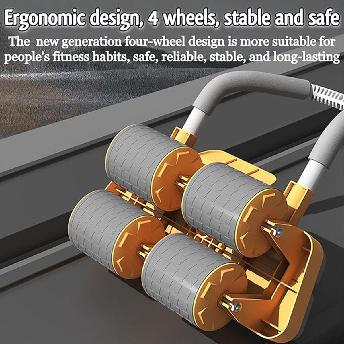 Four Wheel Abdominal Roller Automatic Rebound Ab Machine Home Fitness Equipment - Black