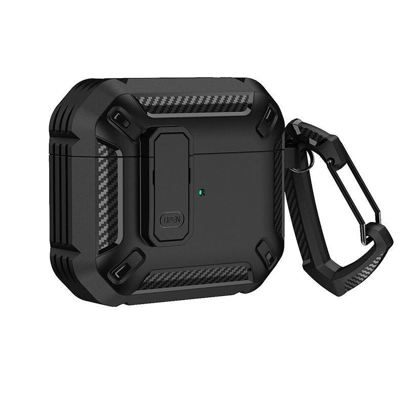 For Apple AirPods pro and pro2 Case Armor Earphone Heavy Duty Shockproof Cover - Black&Red For Airpods 3