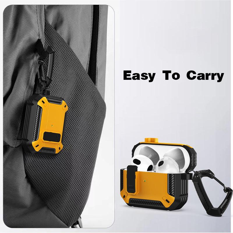 For Apple AirPods pro and pro2 Case Armor Earphone Heavy Duty Shockproof Cover - Black&Yellow For Airpods 3