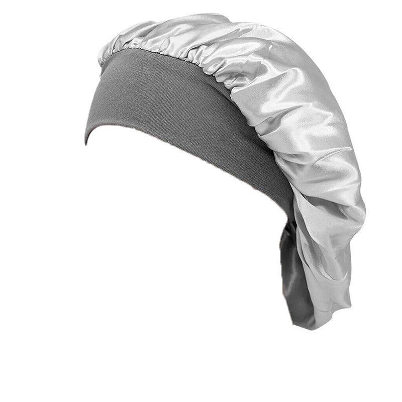 Sleeping Bonnet Hair Wrap Silk Satin Cap Women Elastic Night Soft Hat Headwear - Light green