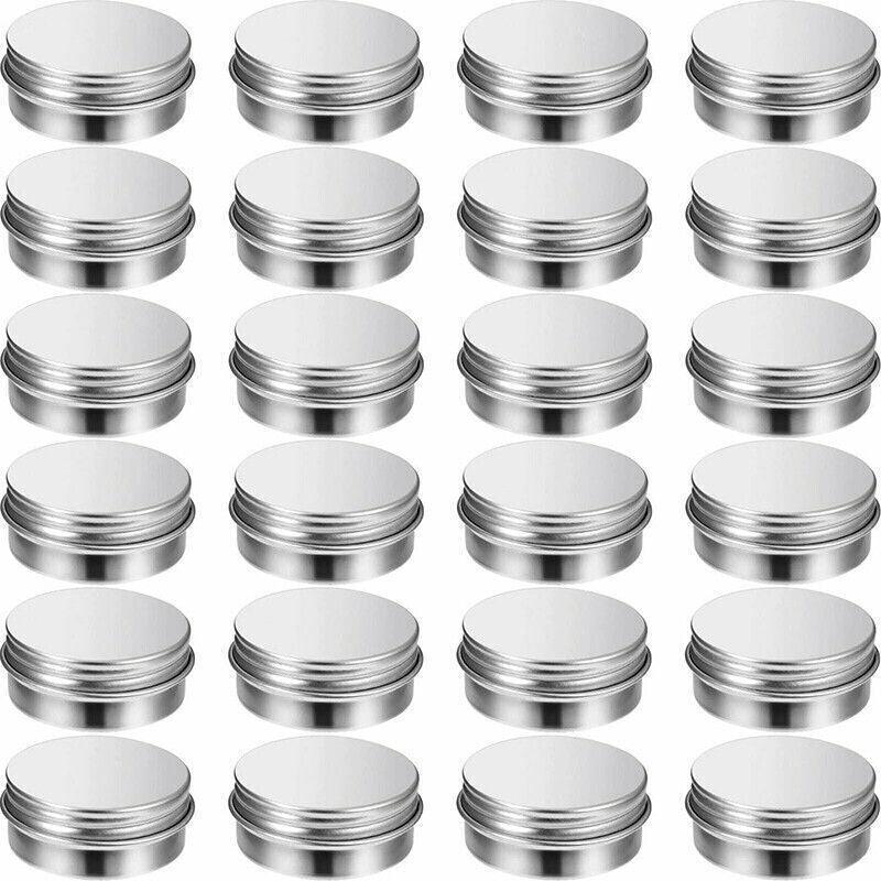 50Pcs Durable Silver Aluminum Cosmetic Pot Lip Balm Jar Containers Empty Tin - 10ML