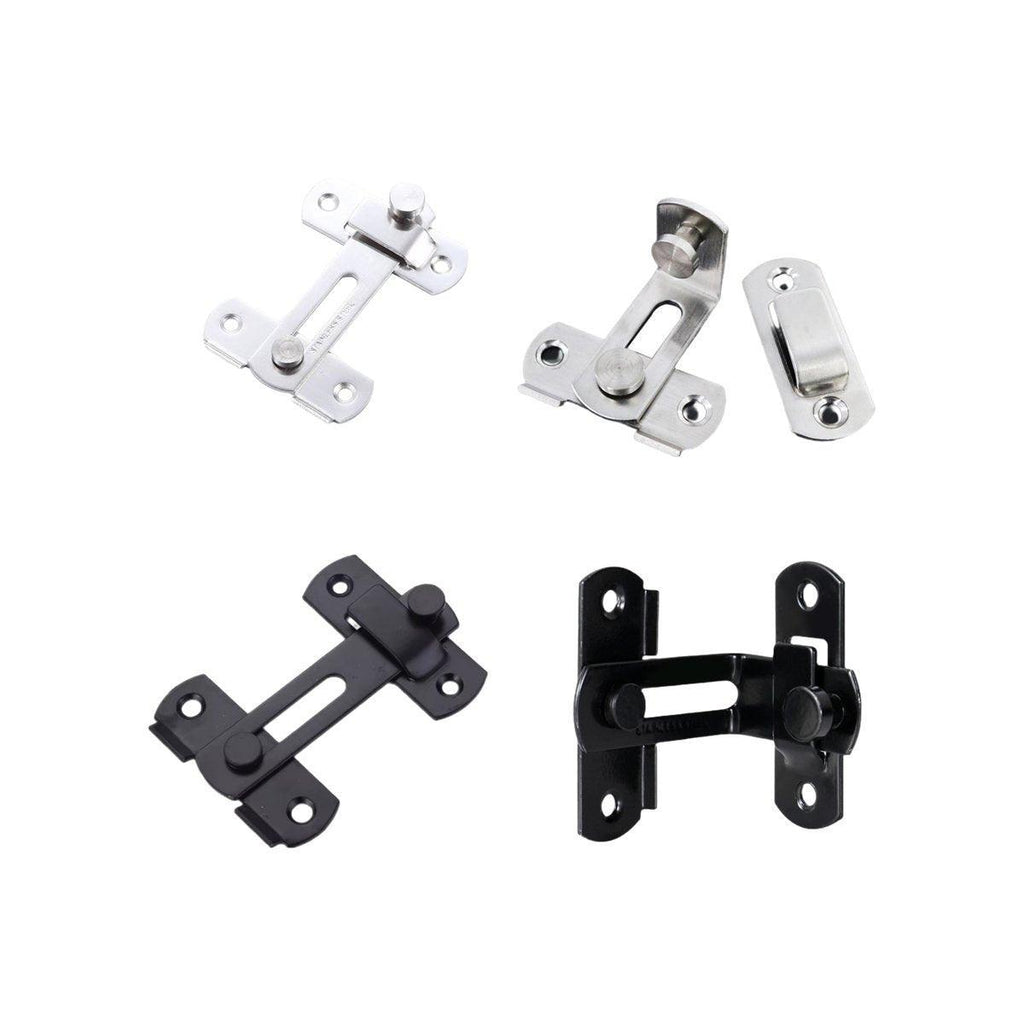 2 Sets 90 Degree Sliding Door Latch Lock Catch Kit for Home Use - Right-Angle-Silver-L