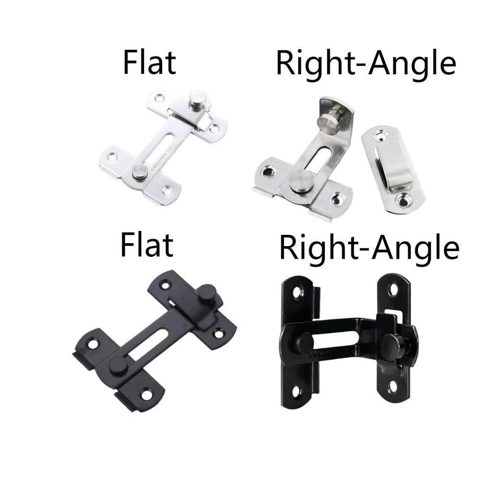 2 Sets 90 Degree Sliding Door Latch Lock Catch Kit for Home Use - Right-Angle-Silver-S
