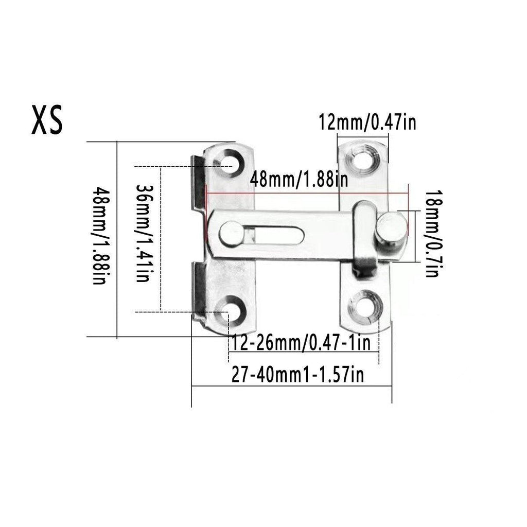 2 Sets 90 Degree Sliding Door Latch Lock Catch Kit for Home Use - Right-Angle-Silver-S