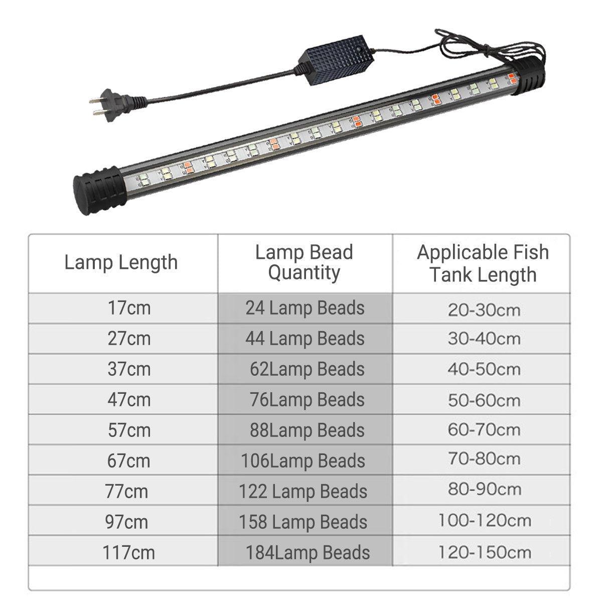 Aquarium Fish Tank Light LED Waterproof Full Spectrum Aqua Lamp RGB - 77cm 122Led