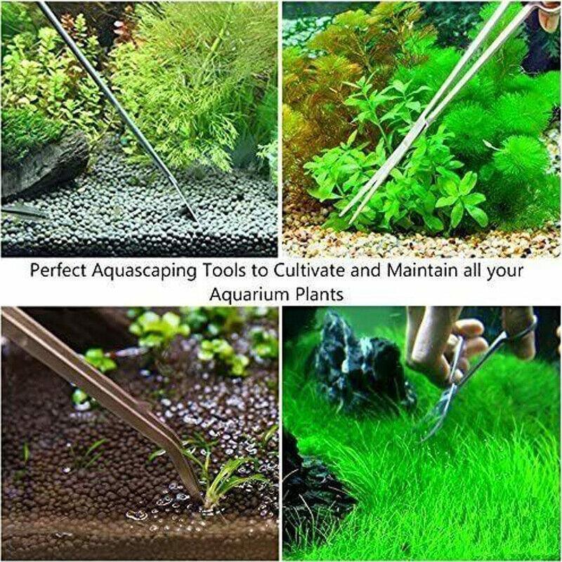 Stainless Steel Aquarium Tool Set Tweezers Scissors Spatula Kit 4 5 6PCS - Curved Scissors