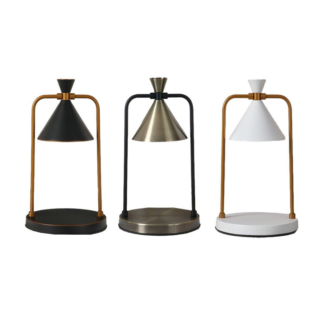 Retro Aromatherapy Table Lamp Dimmable Metal Scented Wax Lamp for Bedroom - White