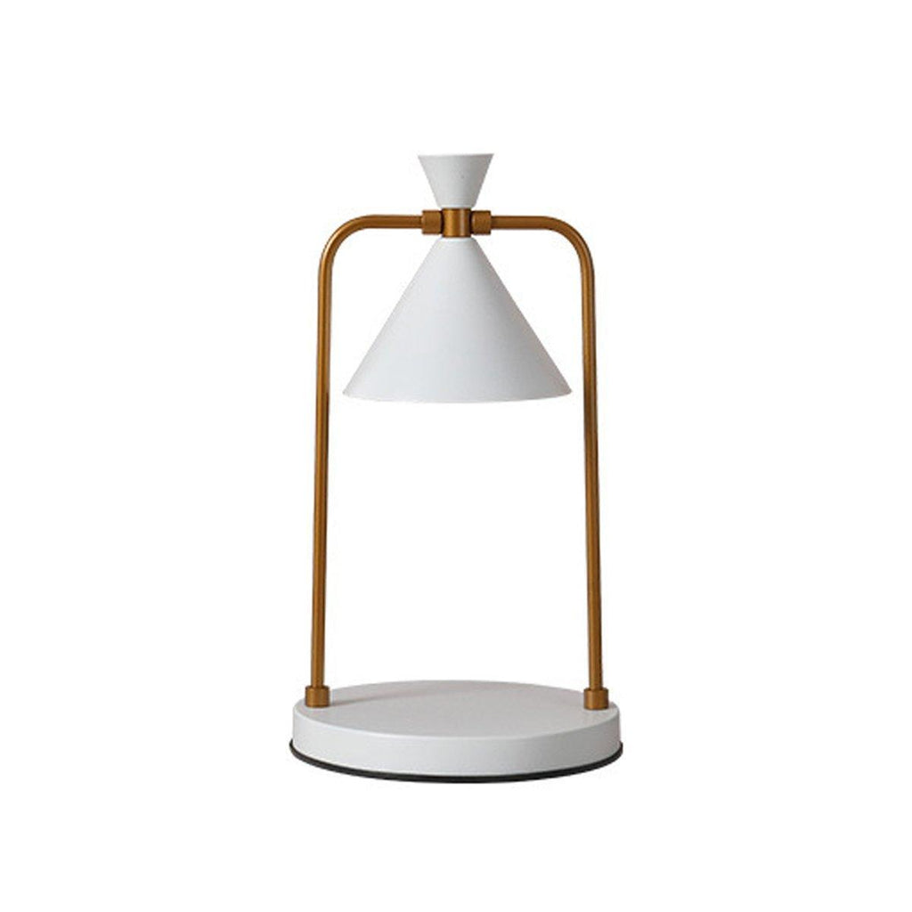 Retro Aromatherapy Table Lamp Dimmable Metal Scented Wax Lamp for Bedroom - White