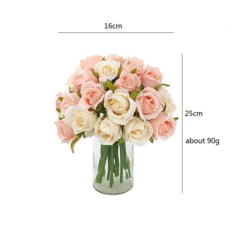12 Heads Silk Rose Artificial Flowers Fake Bouquet - Red