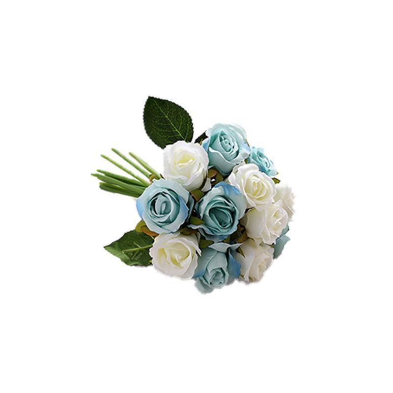 12 Heads Silk Rose Artificial Flowers Fake Bouquet - Purple