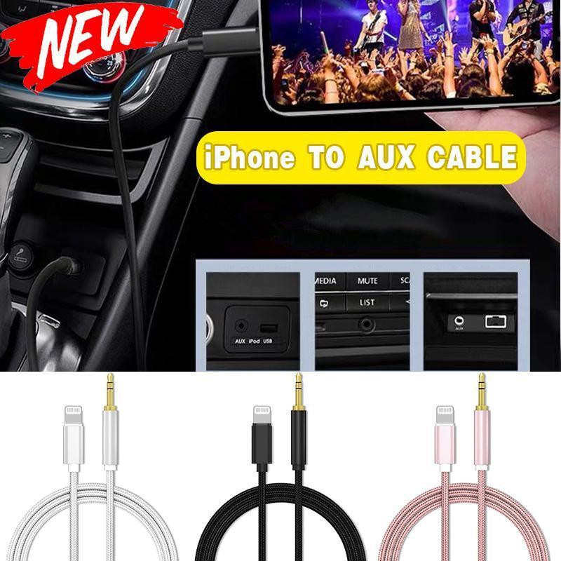 Lightning to 3.5mm Aux Audio Cable Adapter for Car Speaker Headphone Sound System - Pink