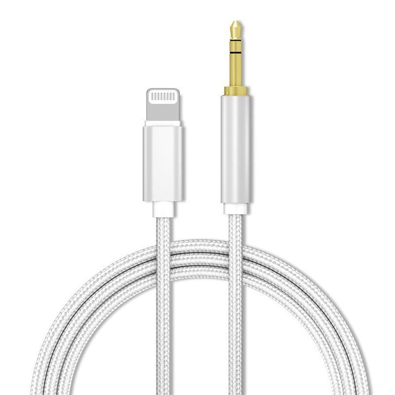 Lightning to 3.5mm Aux Audio Cable Adapter for Car Speaker Headphone Sound System - Silver