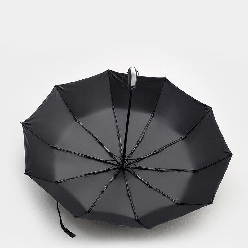 Automatic Umbrella Auto Open Close Compact Folding Anti Rain Windproof 10Ribs Au - Brown