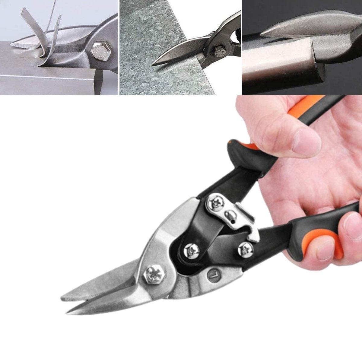 250mm Aviation Tin Snip Heavy Duty Metal Cutting Shears Industrial Scissors Tool - Right-curved sciss