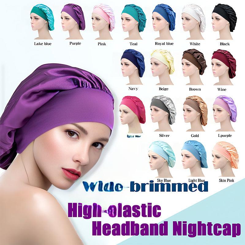 Sleeping Bonnet Hair Wrap Silk Satin Cap Women Elastic Night Soft Hat Headwear - Wine red