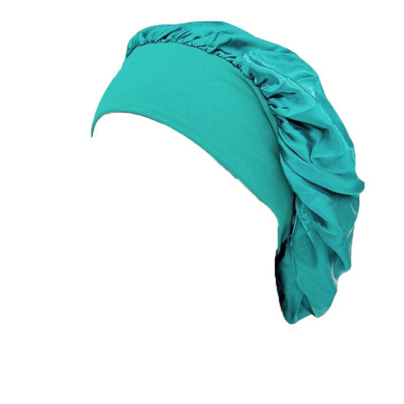 Sleeping Bonnet Hair Wrap Silk Satin Cap Women Elastic Night Soft Hat Headwear - Wine red