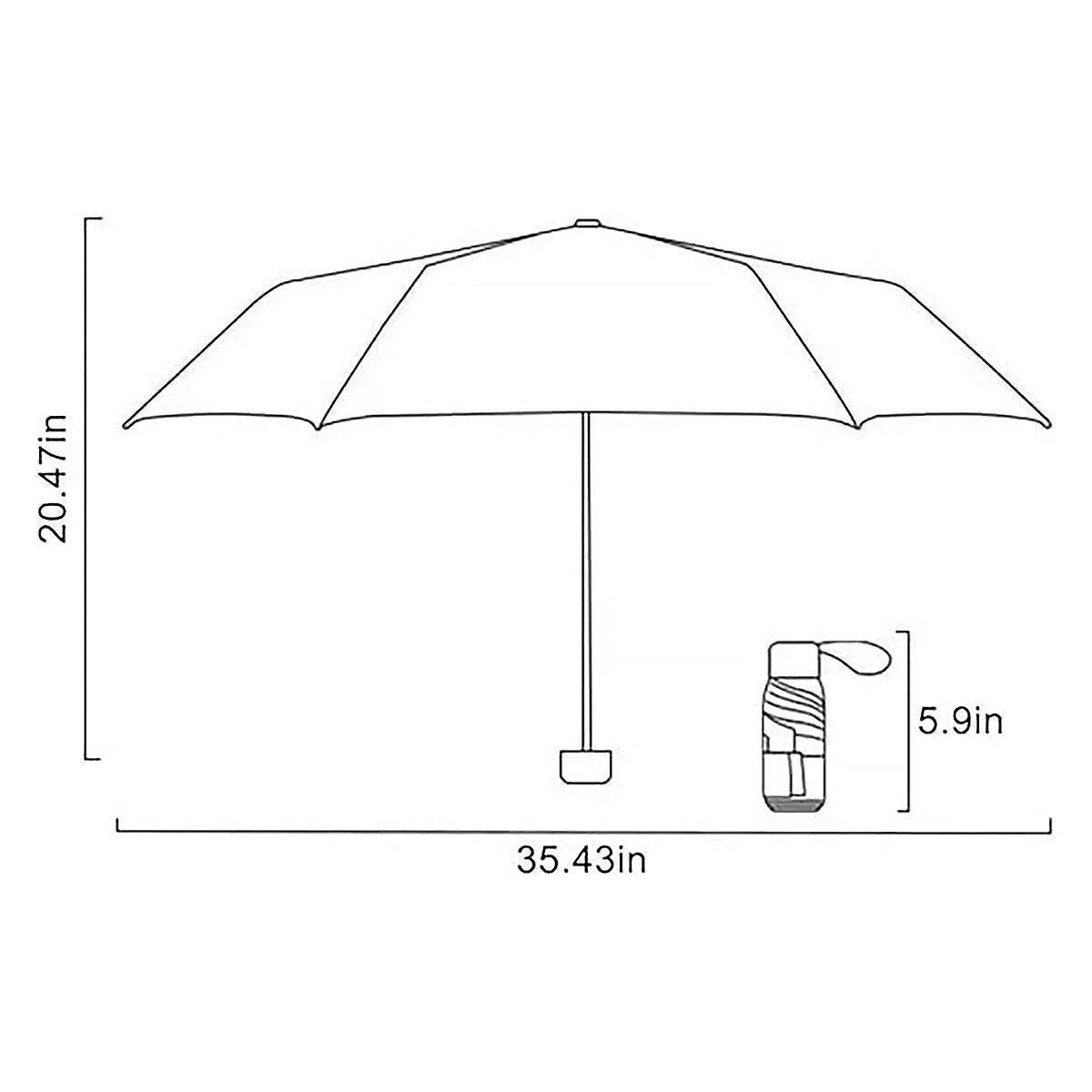 Portable Compact Five-Fold Umbrella UV Sun Protection Travel Manual Umbrella - Black