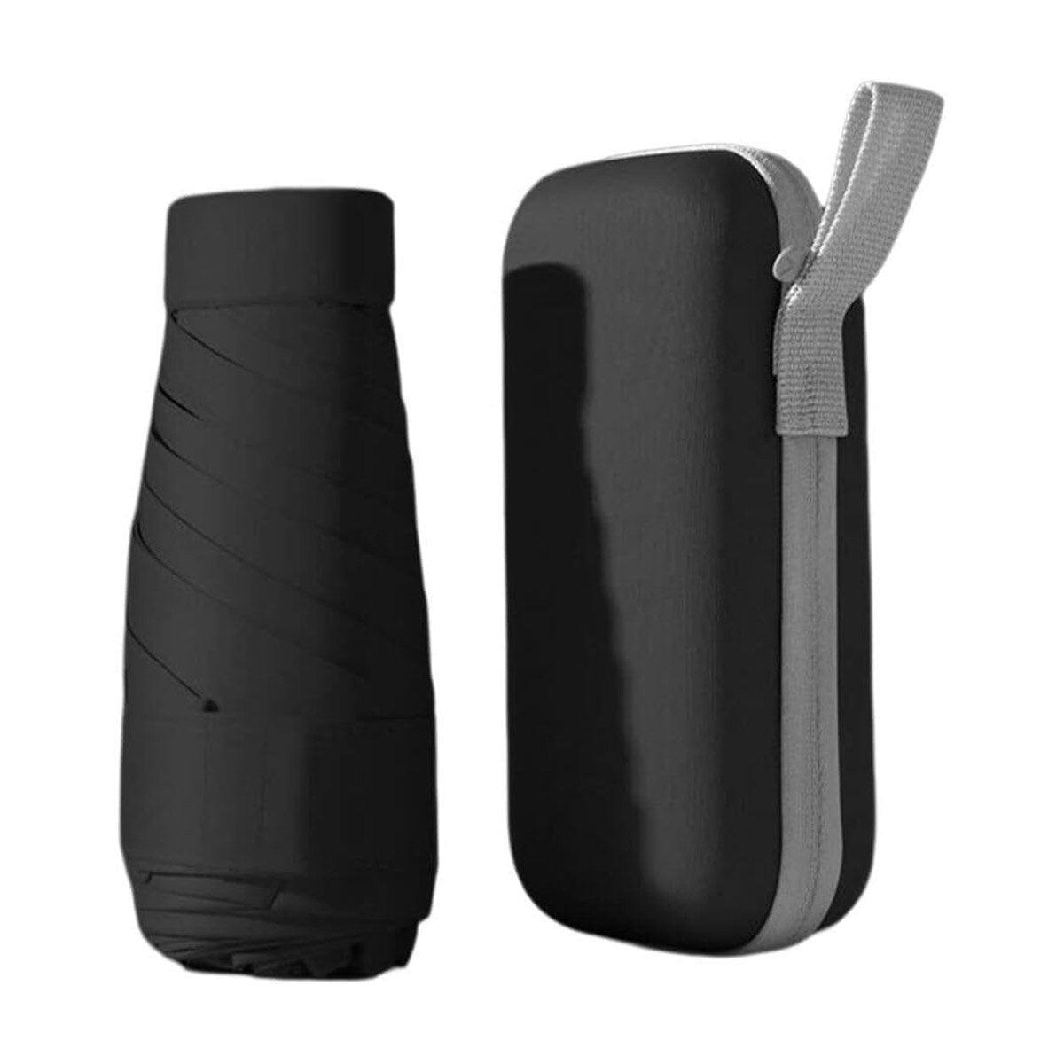 Portable Compact Five-Fold Umbrella UV Sun Protection Travel Manual Umbrella - Black