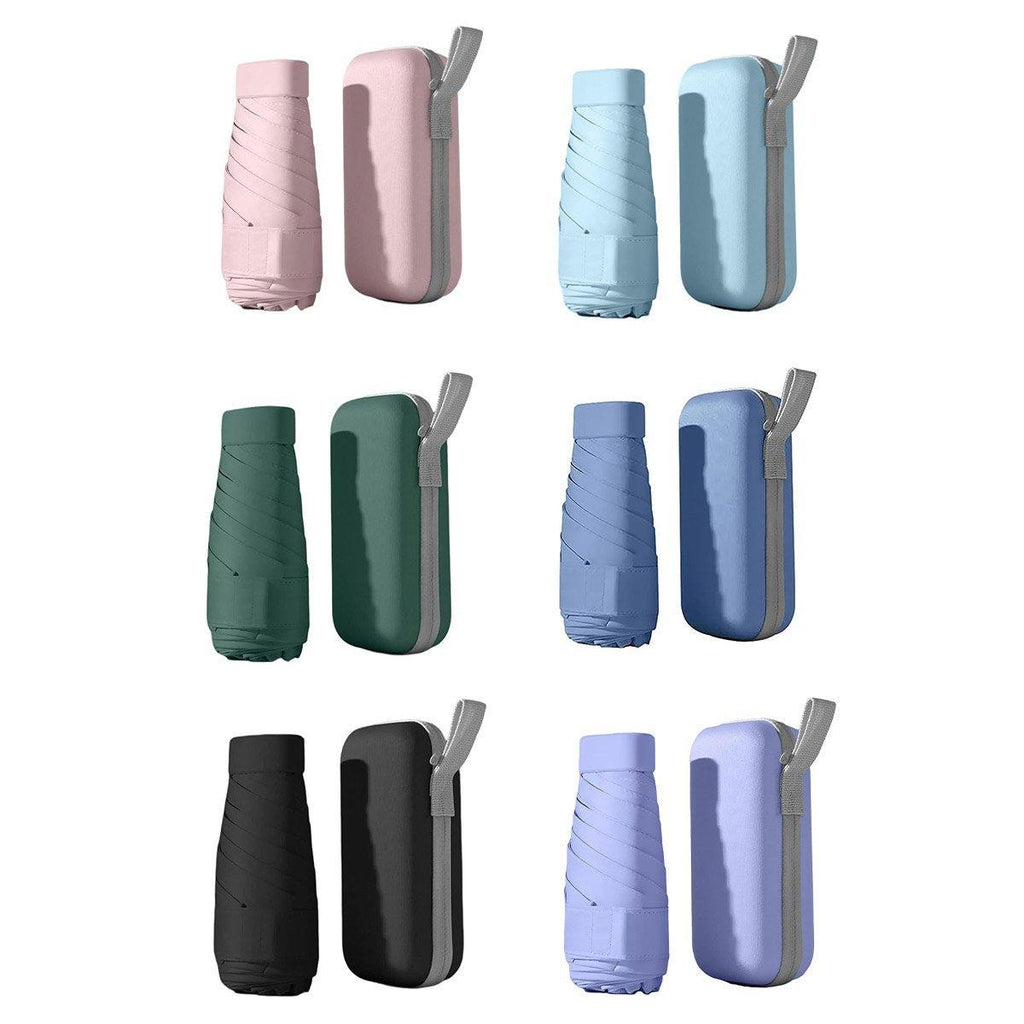 Portable Compact Five-Fold Umbrella UV Sun Protection Travel Manual Umbrella - Blue