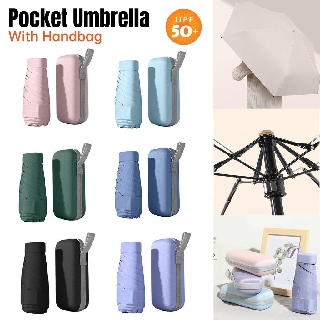 Portable Compact Five-Fold Umbrella UV Sun Protection Travel Manual Umbrella - Sky Blue