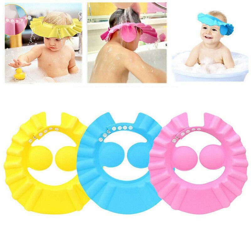 Adjustable Shampoo Shield Bath Hat with Ear Cover for Hair Washing Protection - Yellow