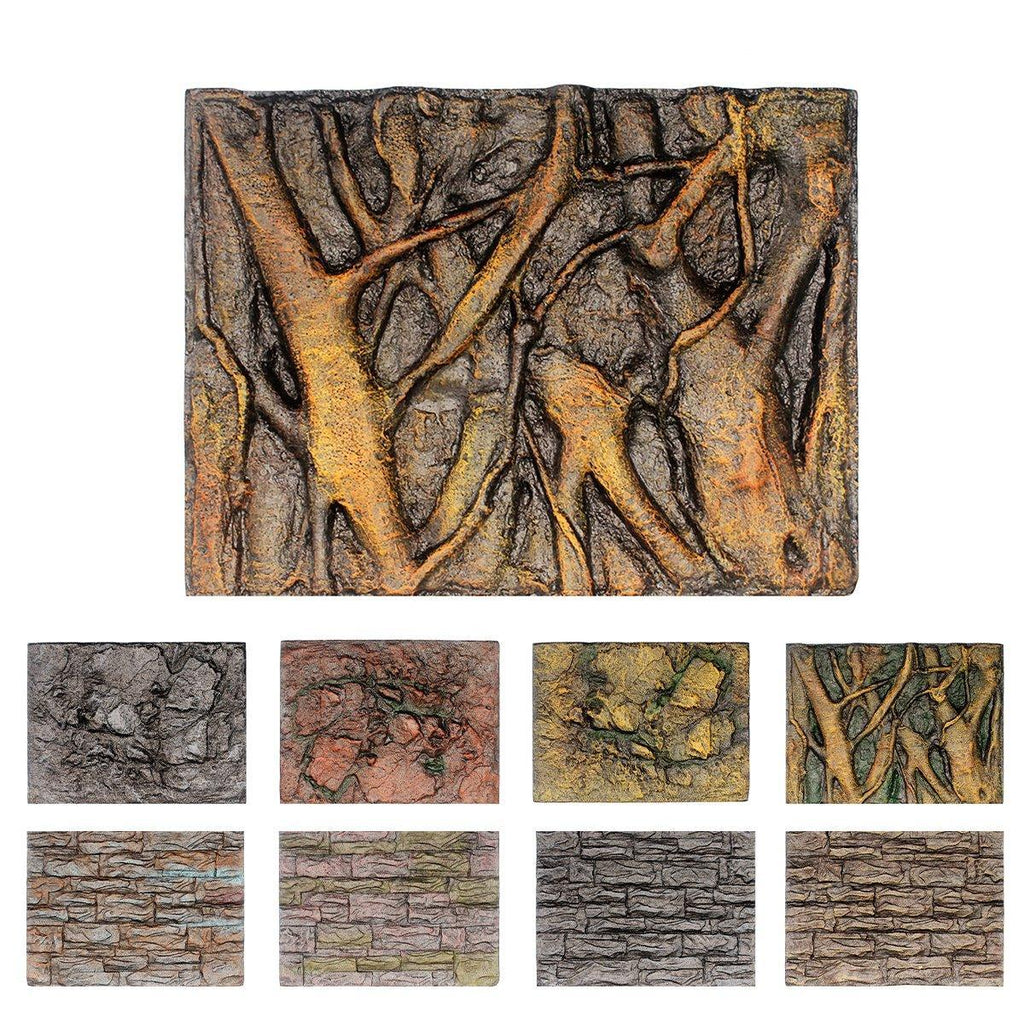 Pet Reptile Tank Board 3D Foam Backgrounds and Habitat Decoration 9 Styles - E