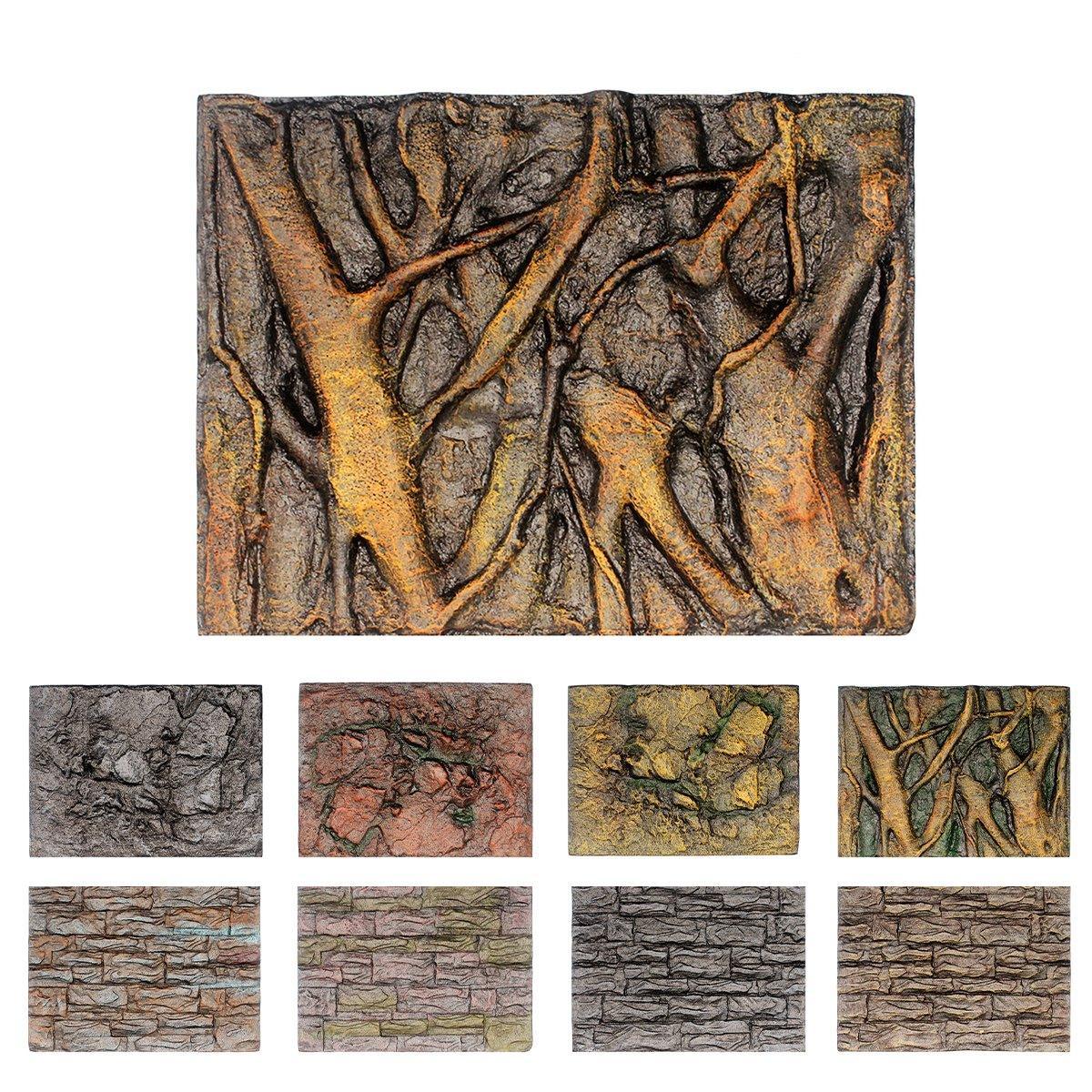 Pet Reptile Tank Board 3D Foam Backgrounds and Habitat Decoration 9 Styles - H