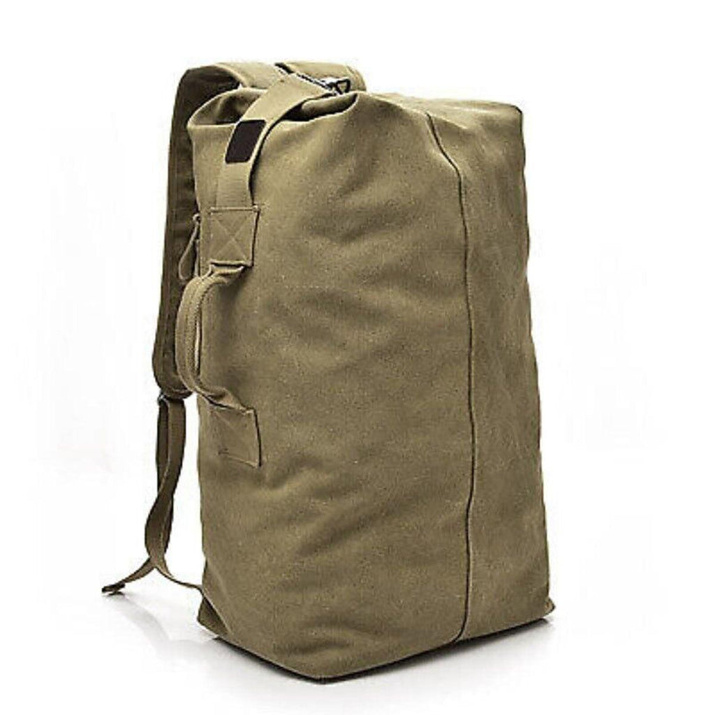 Large Capacity Travel Backpack for Men Outdoor Sports Bag Canvas Rucksack - Black-Big