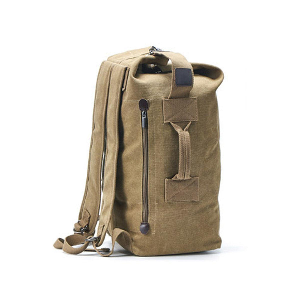 Large Capacity Travel Backpack for Men Outdoor Sports Bag Canvas Rucksack - Black-Big