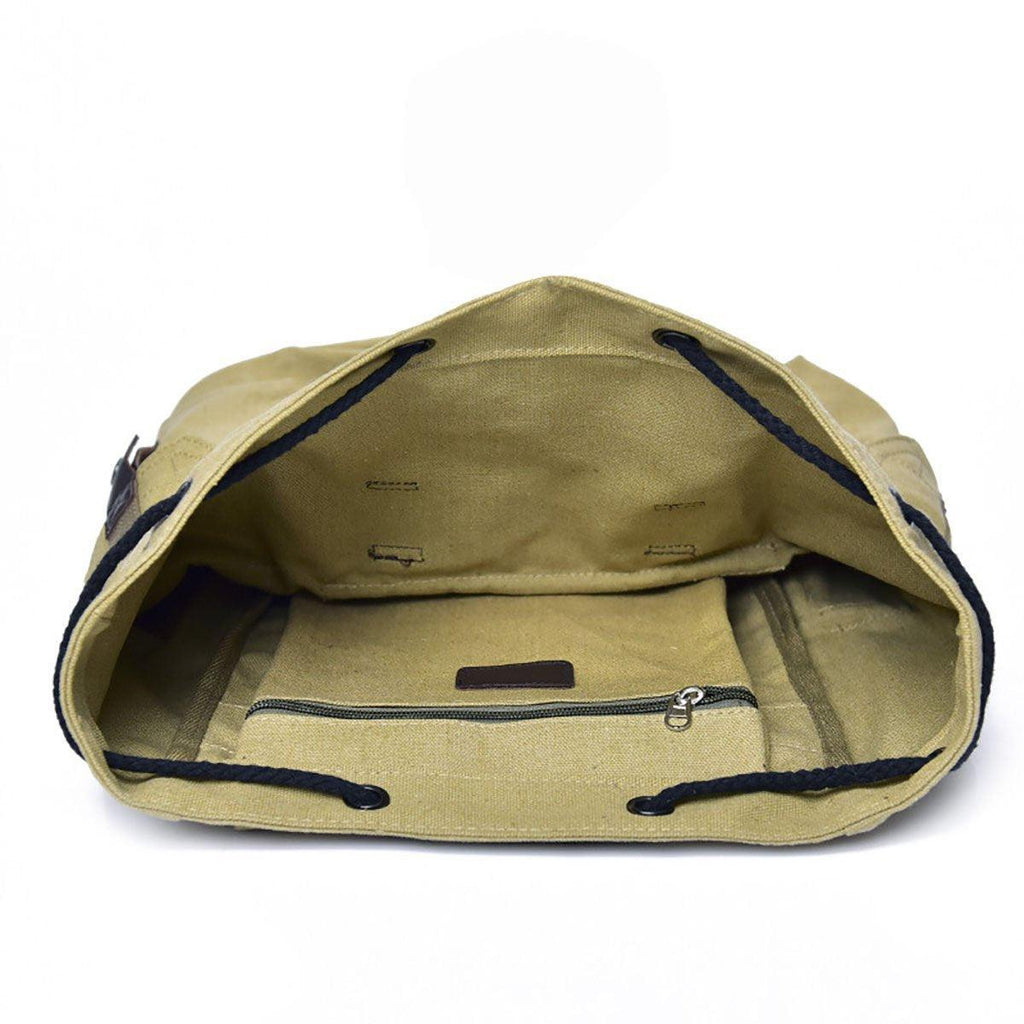 Unisex Retro Rucksack Large Capacity Travel Bag Leisure Backpack Schoolbag - Khaki