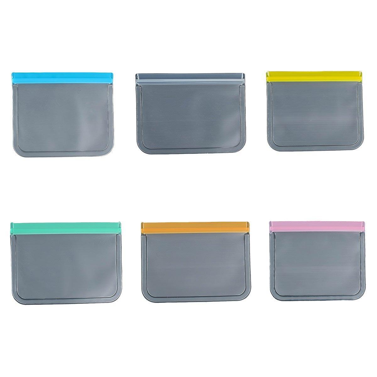 10 Pack Reusable Frosted PEVA Food Storage Bags Resealable Ziplock Freezer Safe - Grey