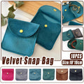 10pcs Velvet Jewelry Pouch Button Closure Thick Soft Ring Necklace Storage Bag - Brown