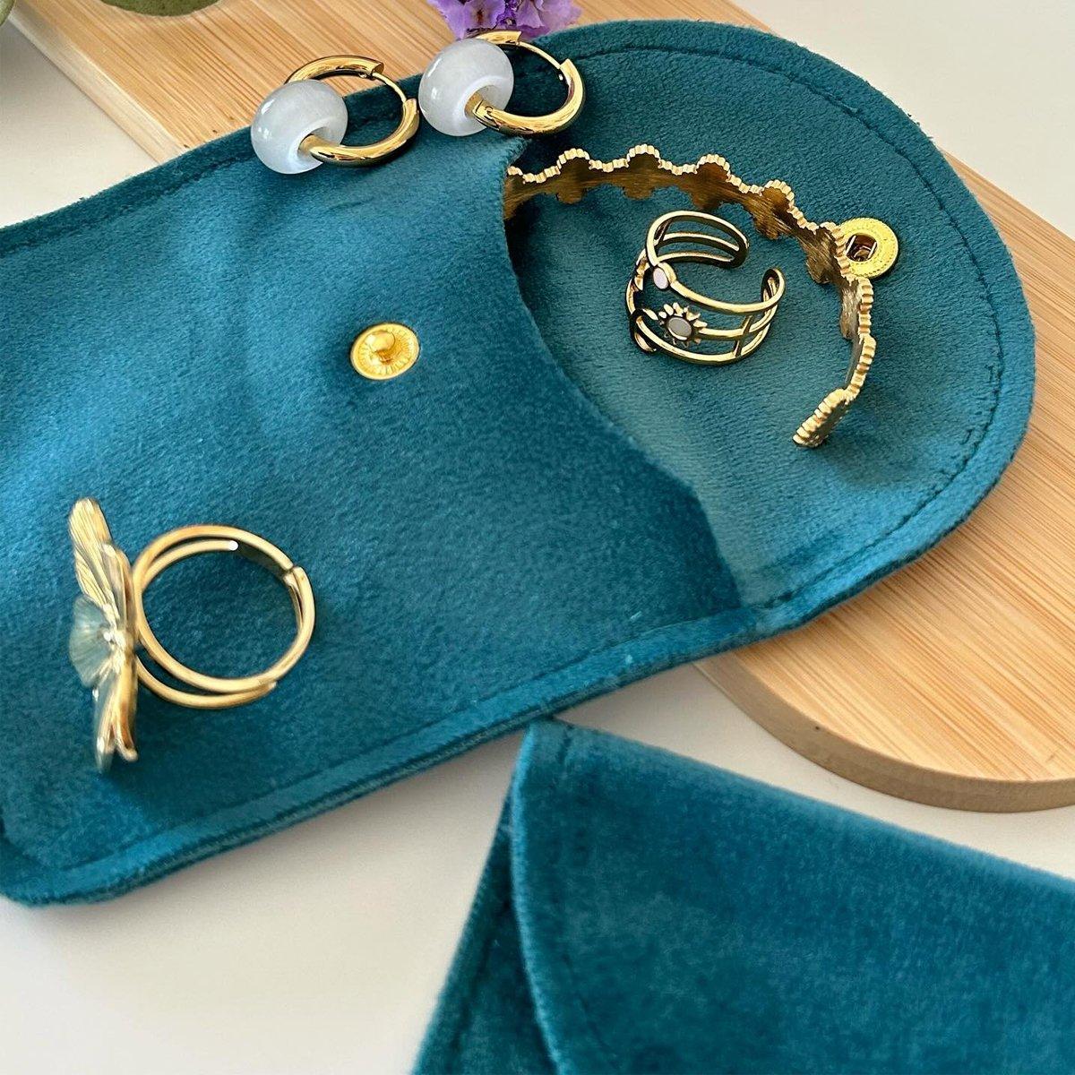 10pcs Velvet Jewelry Pouch Button Closure Thick Soft Ring Necklace Storage Bag - Brown