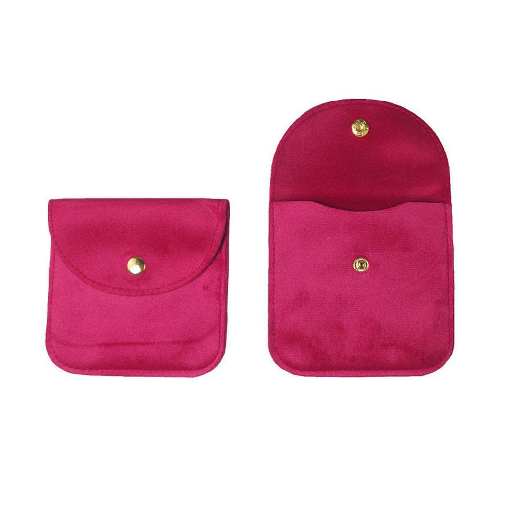 10pcs Velvet Jewelry Pouch Button Closure Thick Soft Ring Necklace Storage Bag - Brown