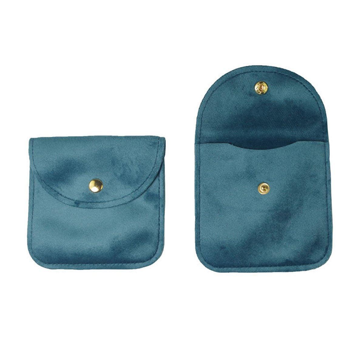 10pcs Velvet Jewelry Pouch Button Closure Thick Soft Ring Necklace Storage Bag - Grey