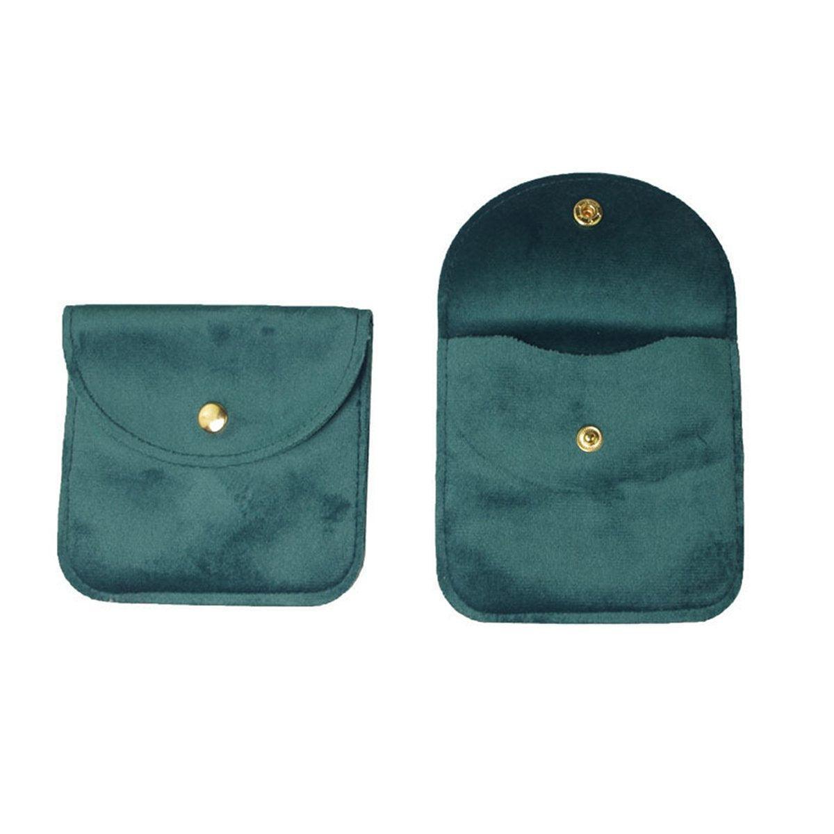 10pcs Velvet Jewelry Pouch Button Closure Thick Soft Ring Necklace Storage Bag - Rose Red