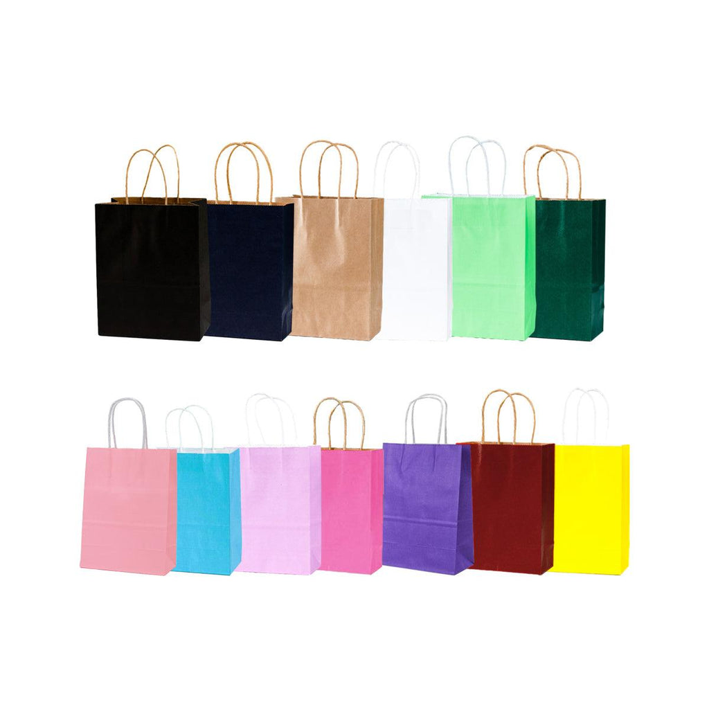 20pcs Small Kraft Paper Gift Bags with Handles for Shopping Party Favour - Light Green