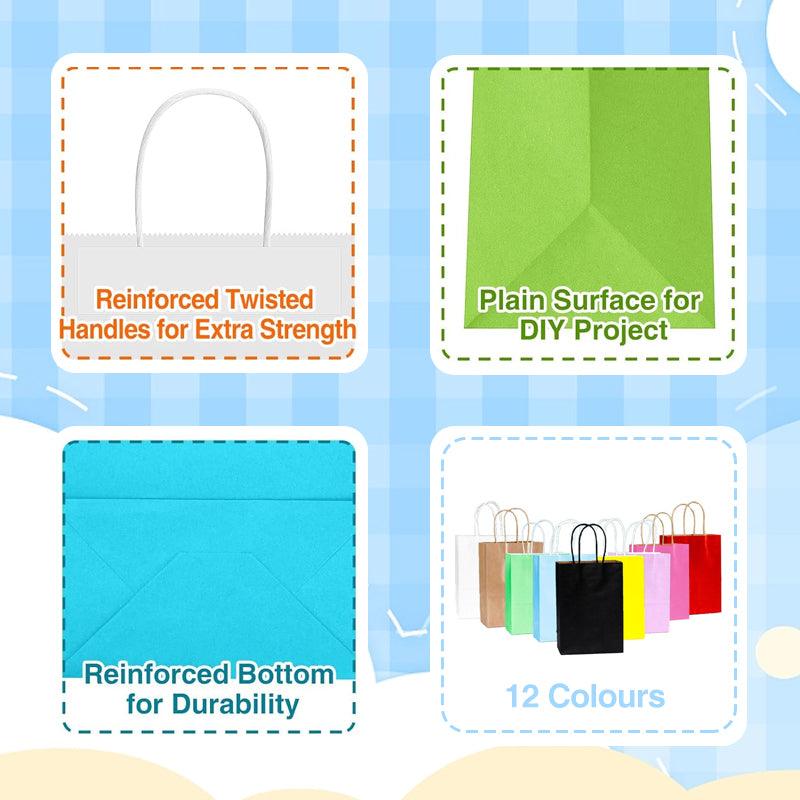 20pcs Small Kraft Paper Gift Bags with Handles for Shopping Party Favour - Light Green