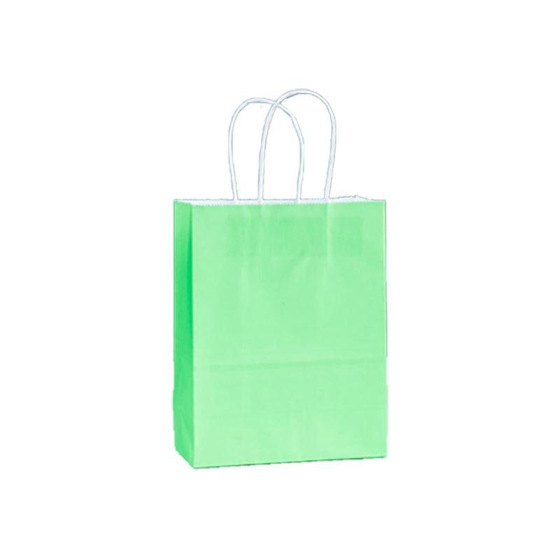 20pcs Small Kraft Paper Gift Bags with Handles for Shopping Party Favour - Light Green