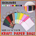 20pcs Small Kraft Paper Gift Bags with Handles for Shopping Party Favour - Dark Pink