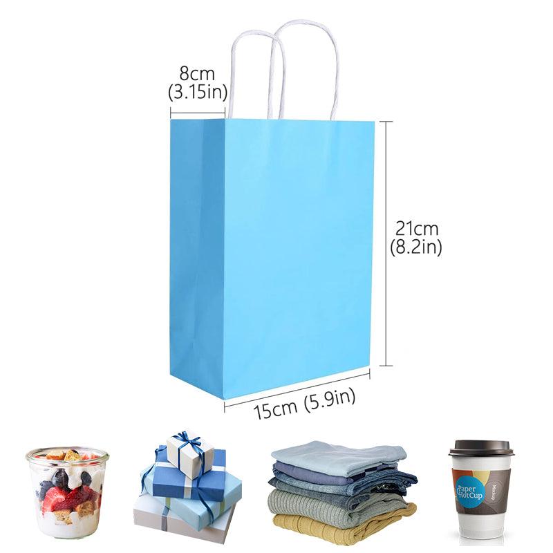 20pcs Small Kraft Paper Gift Bags with Handles for Shopping Party Favour - Dark Pink