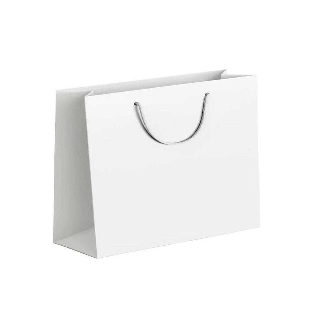 25X Kraft Paper Bags Gift Shopping Bag Carry White Pink Black Bag With Handles - White-10-12-6