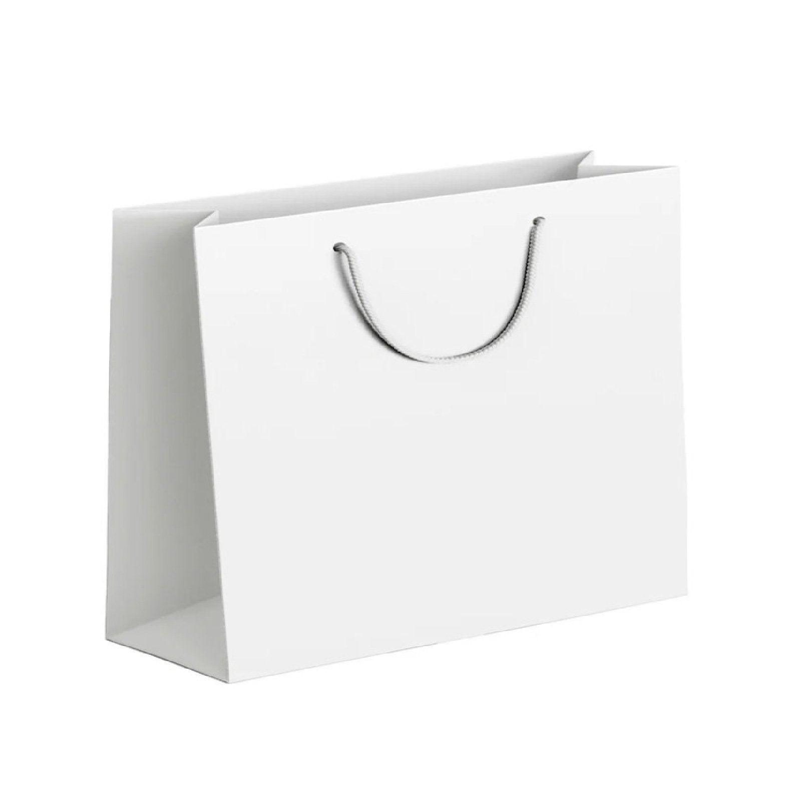 25X Kraft Paper Bags Gift Shopping Bag Carry White Pink Black Bag With Handles - White-10-12-6
