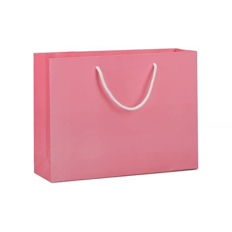 25X Kraft Paper Bags Gift Shopping Bag Carry White Pink Black Bag With Handles - Black-12-15-6