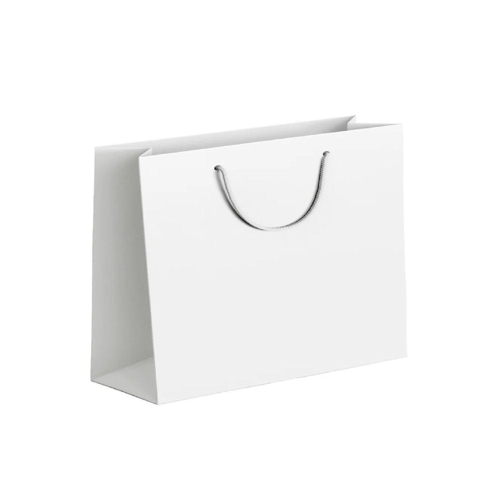 25X Kraft Paper Bags Gift Shopping Bag Carry White Pink Black Bag With Handles - Black-12-15-6