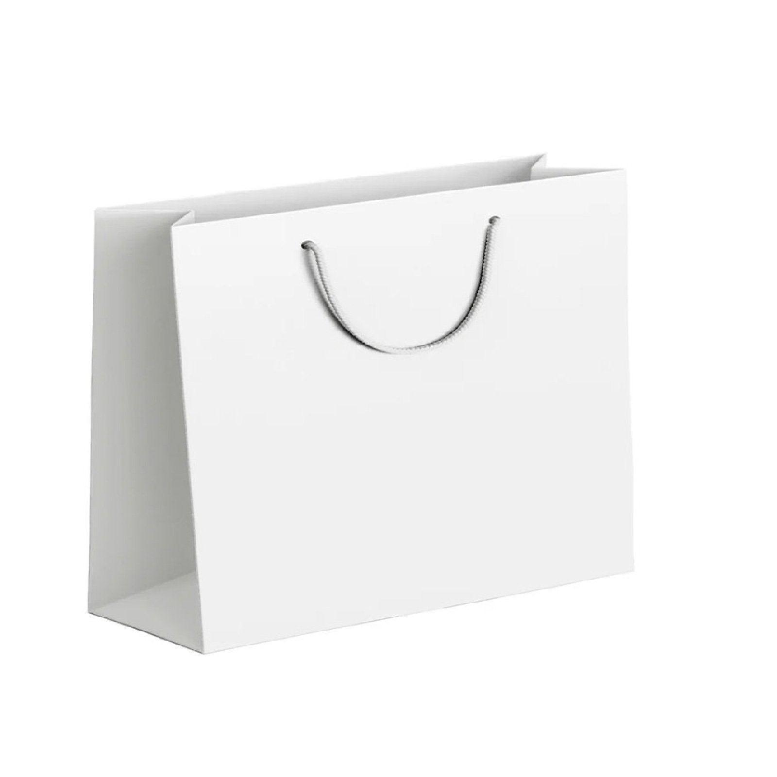 25X Kraft Paper Bags Gift Shopping Bag Carry White Pink Black Bag With Handles - Black-12-15-6