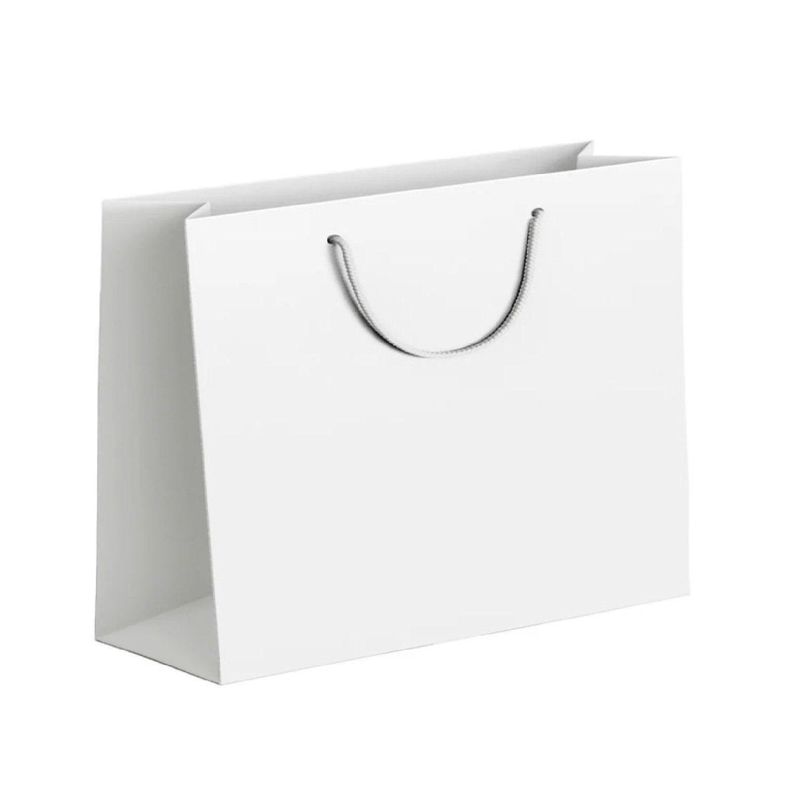 25X Kraft Paper Bags Gift Shopping Bag Carry White Pink Black Bag With Handles - White-12-15-6